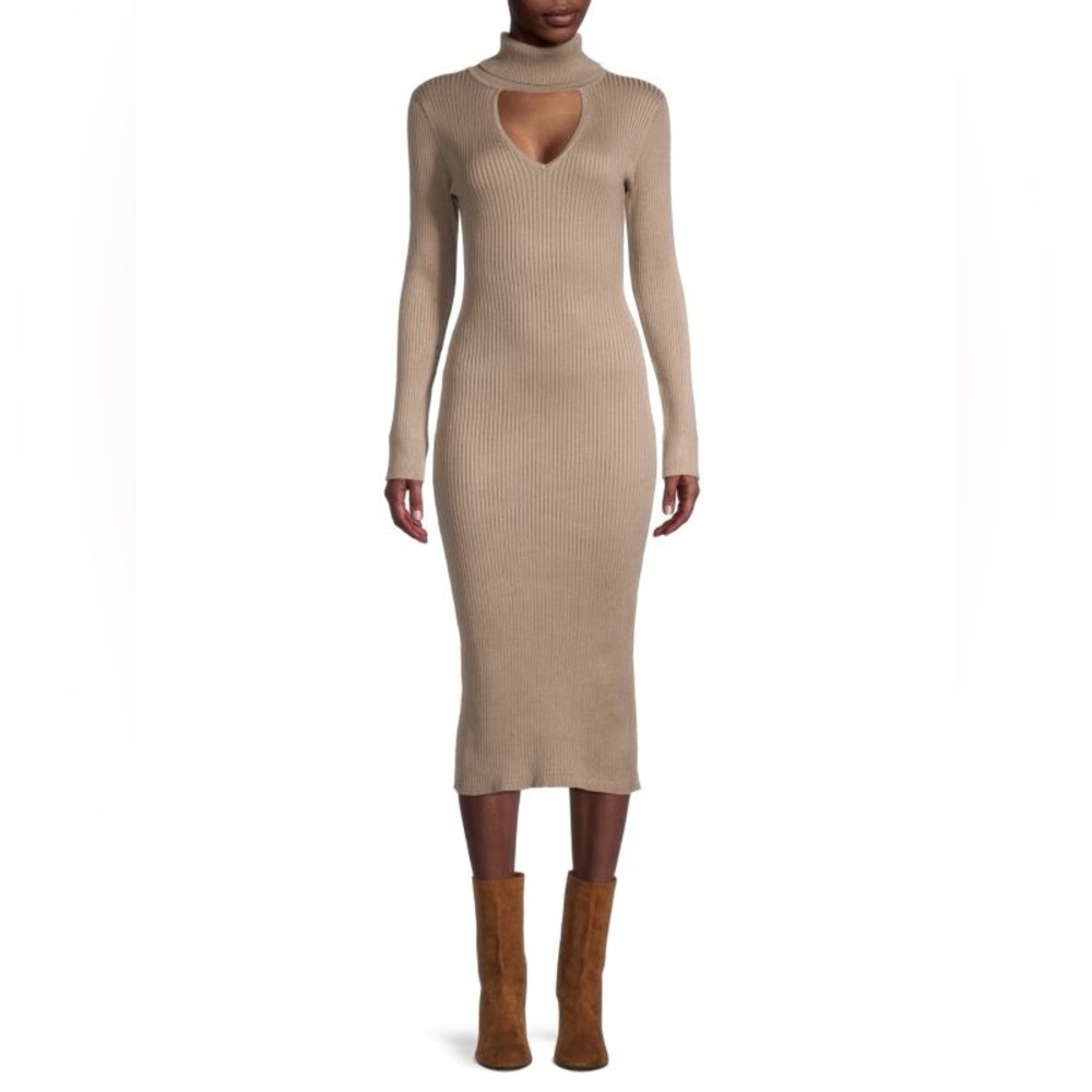 New DKNY Cutout Turtleneck Bodycon Sweater Dress Size XL